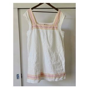 White Sleeveless Dress with Pink Stripes